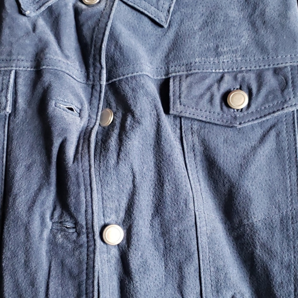 EUC CWS Sz S blue suede jacket - Picture 2 of 8